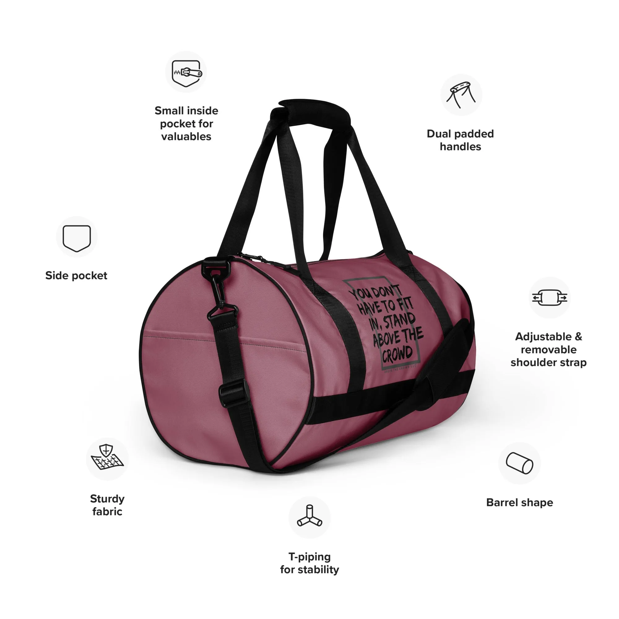 Dusty Rose 'Fit In' gym bag