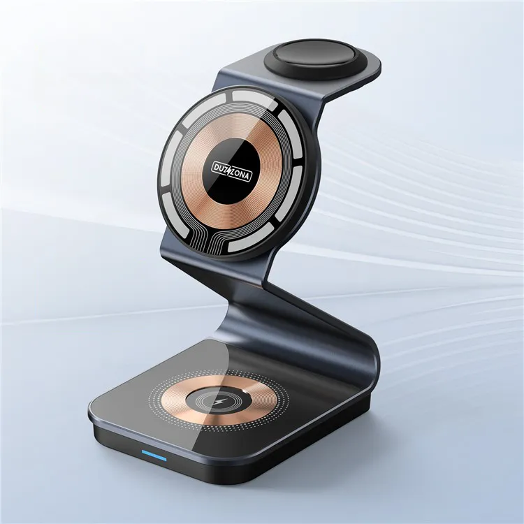 Duzzona - (15W) 3in1 MagSafe Qi Wireless Charger for Apple iPhone / Apple Airpods / Apple Watch Docking Station - Black