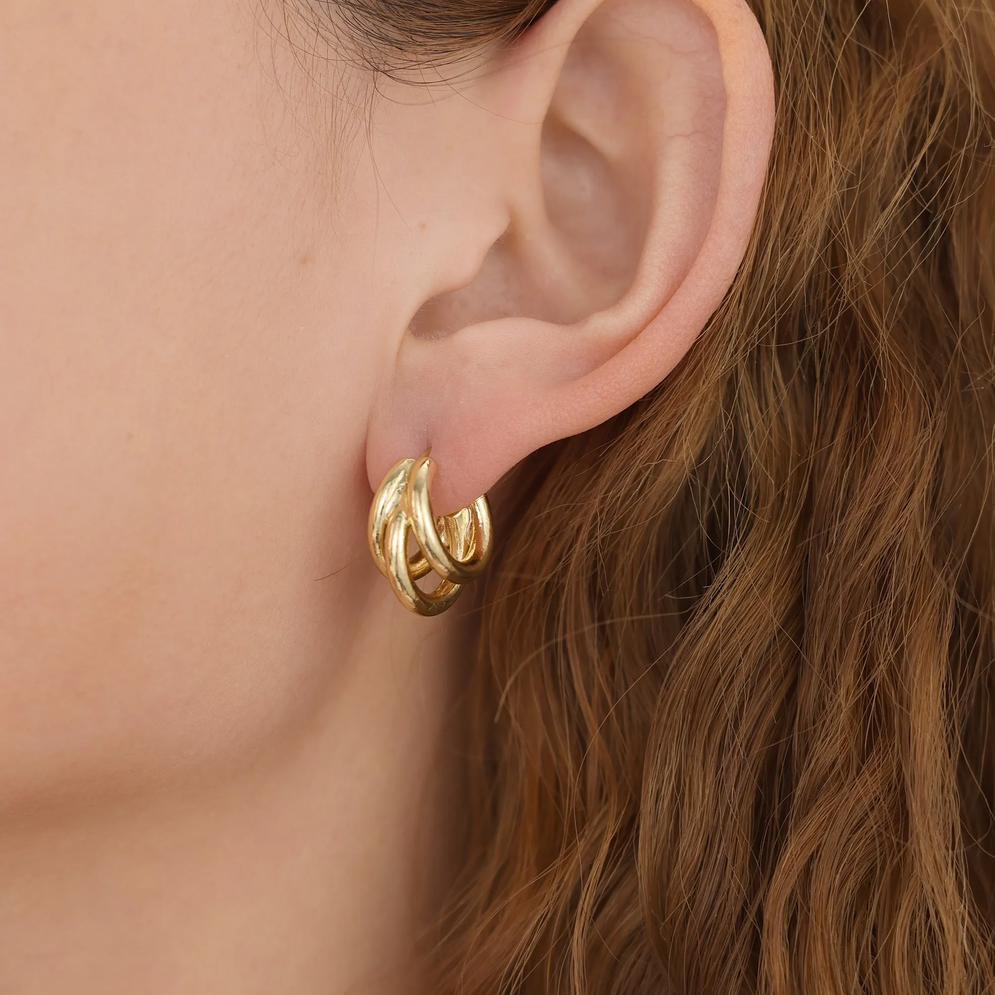 E117 statement triple open hoop earrings