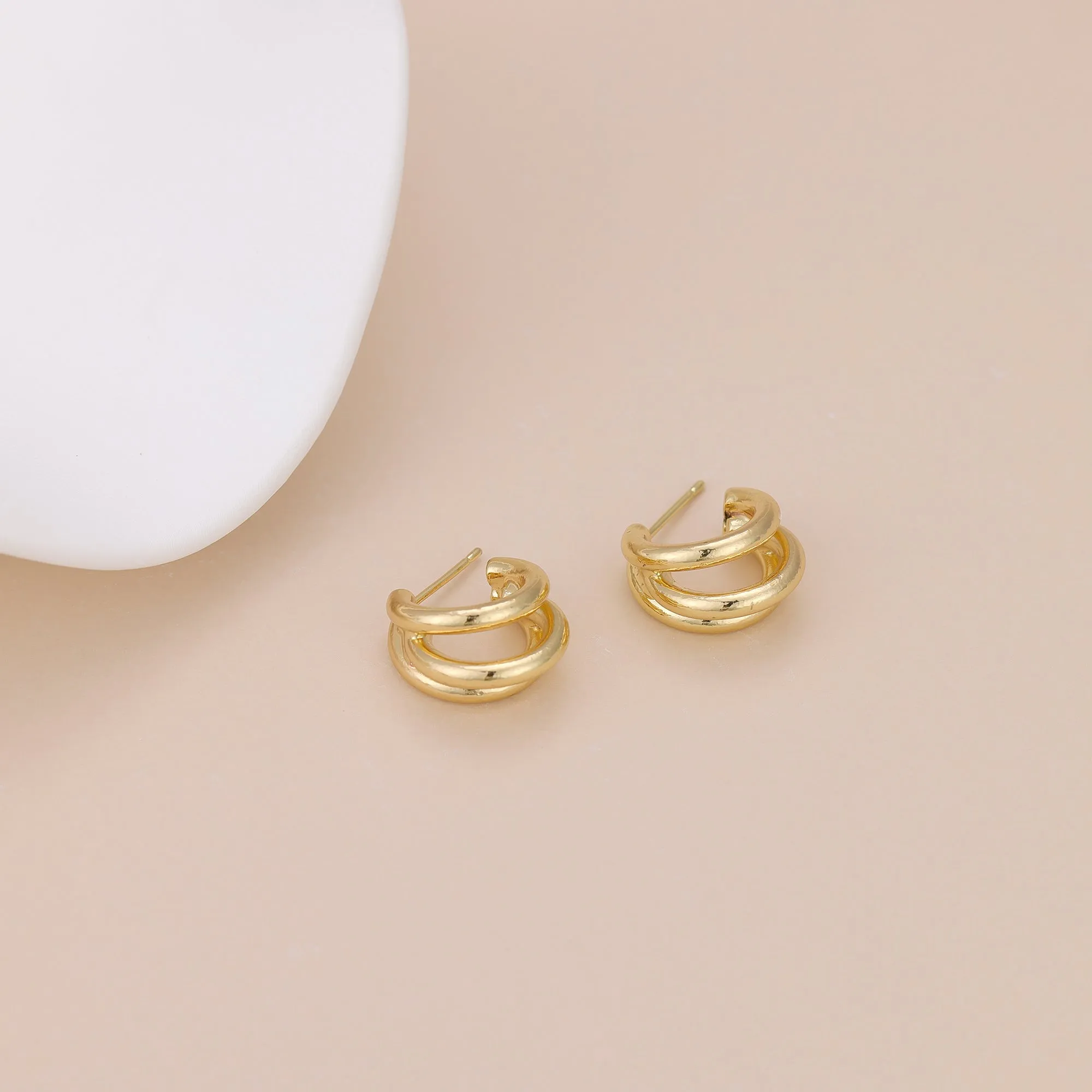 E117 statement triple open hoop earrings