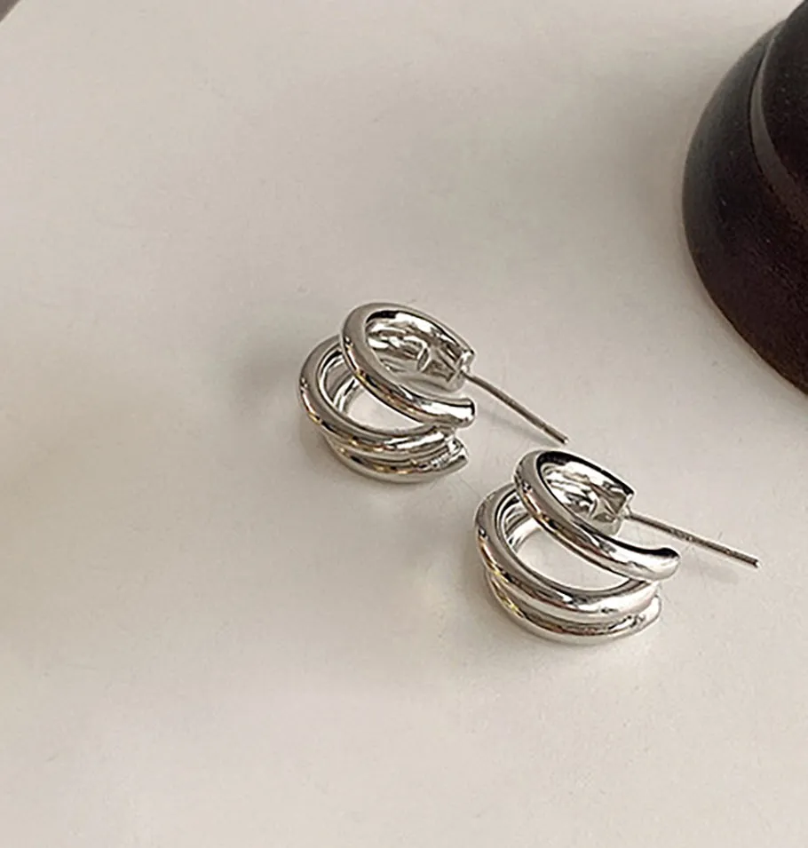 E117 statement triple open hoop earrings