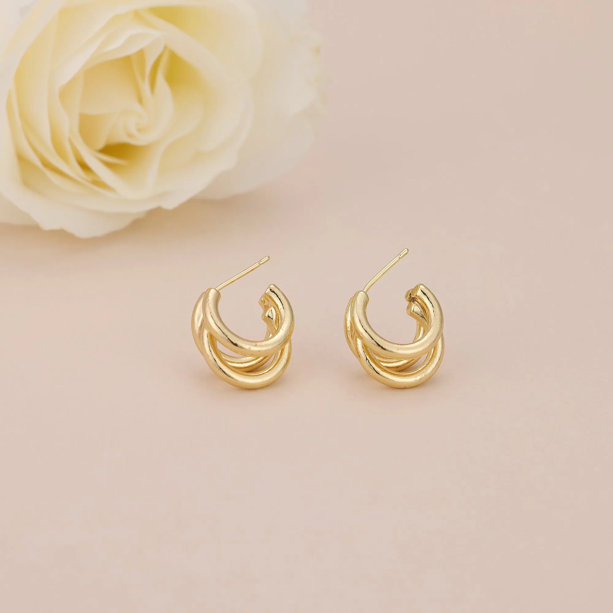 E117 statement triple open hoop earrings