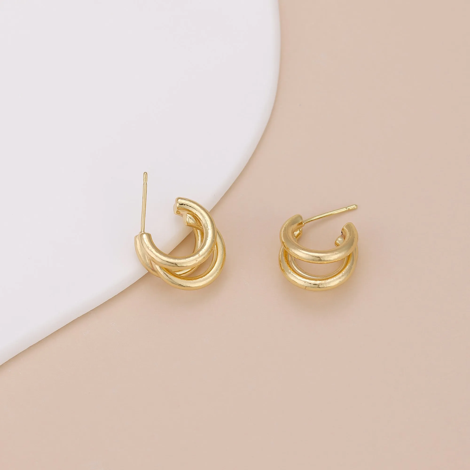 E117 statement triple open hoop earrings