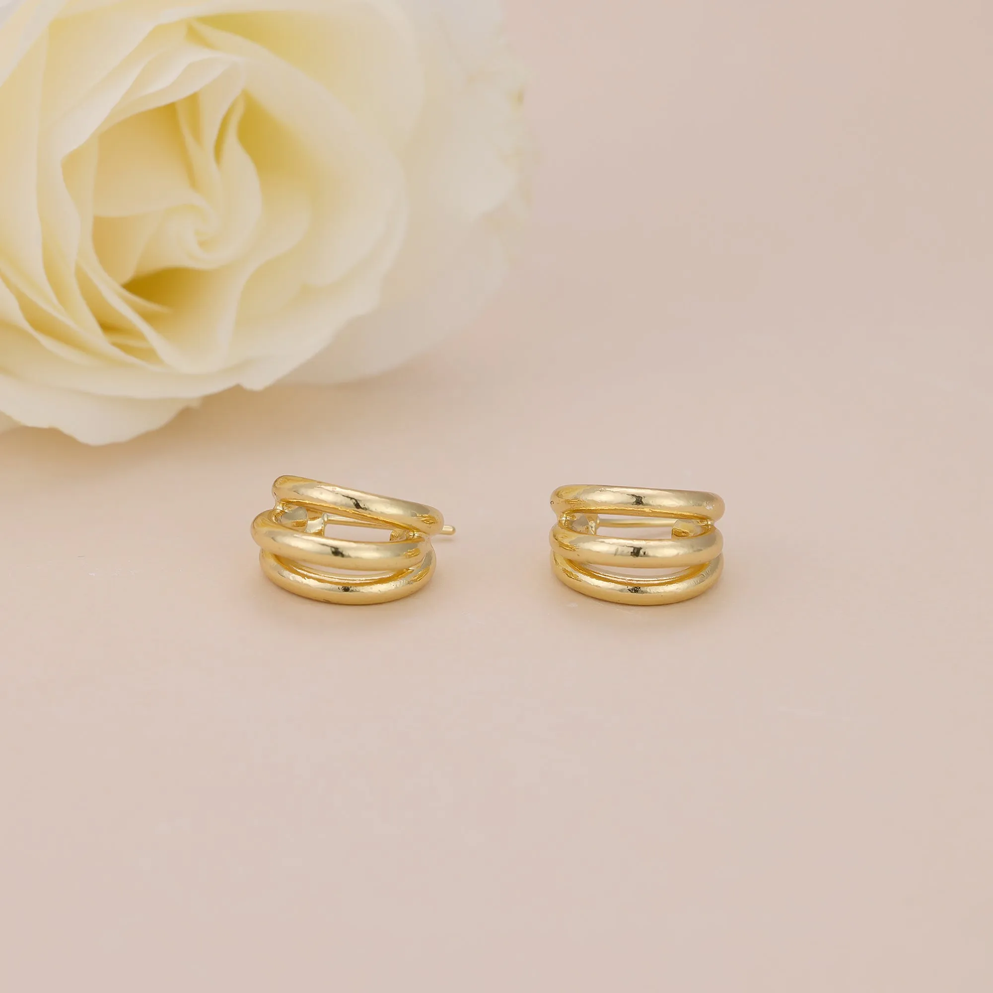 E117 statement triple open hoop earrings