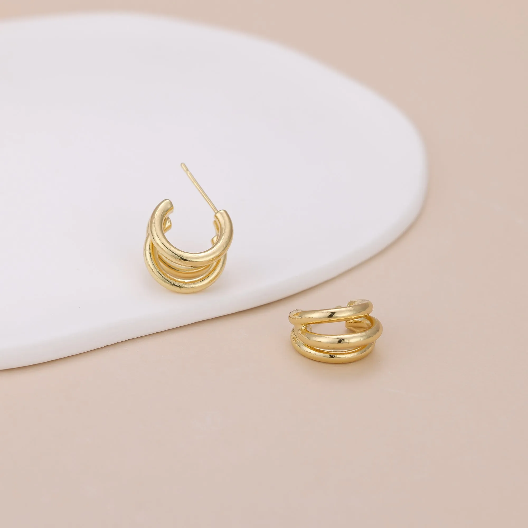 E117 statement triple open hoop earrings