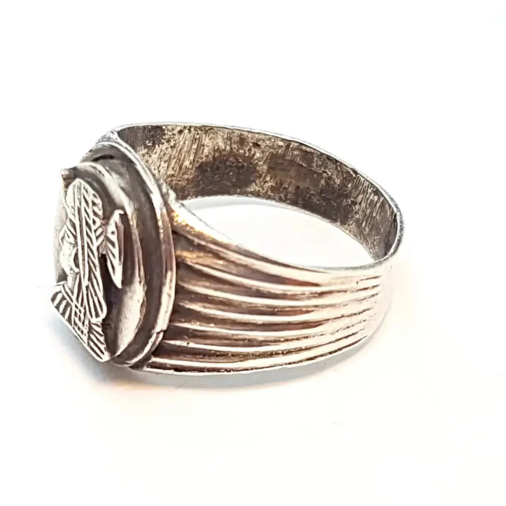 Egyptian jewelry ring, vintage signet ring, silver vintage rings.