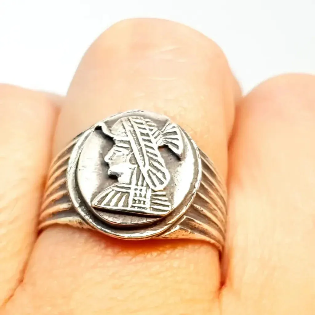 Egyptian jewelry ring, vintage signet ring, silver vintage rings.