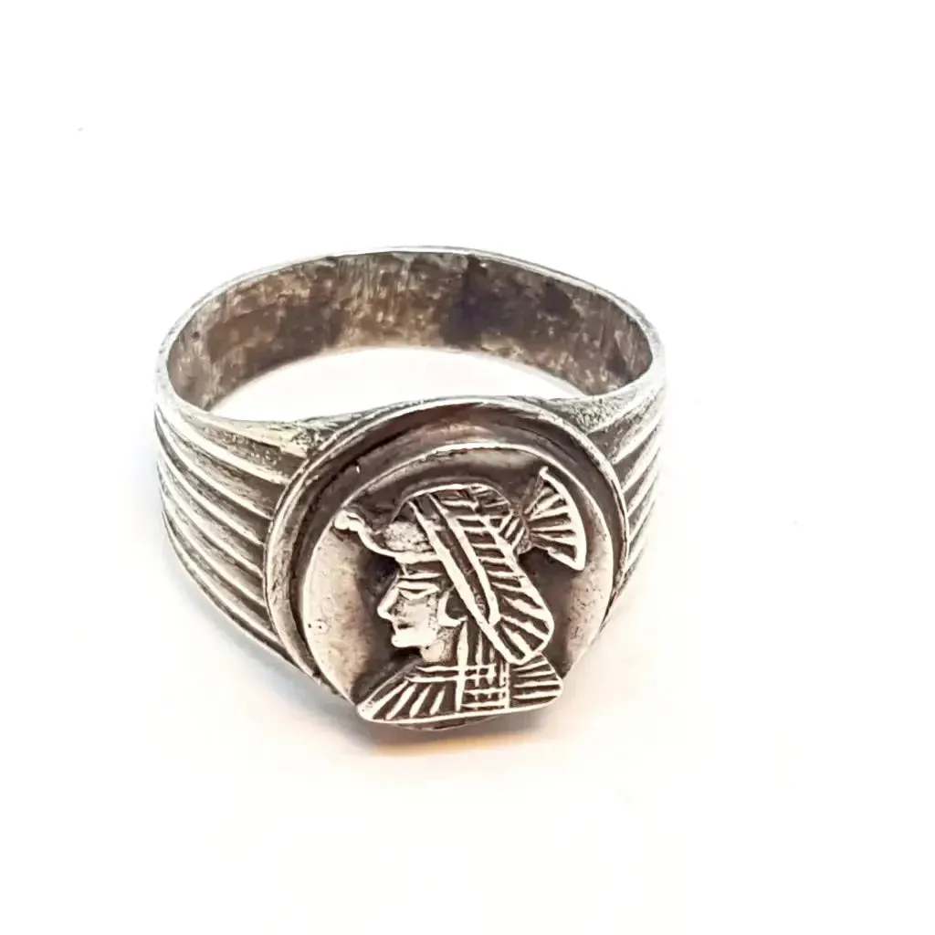 Egyptian jewelry ring, vintage signet ring, silver vintage rings.