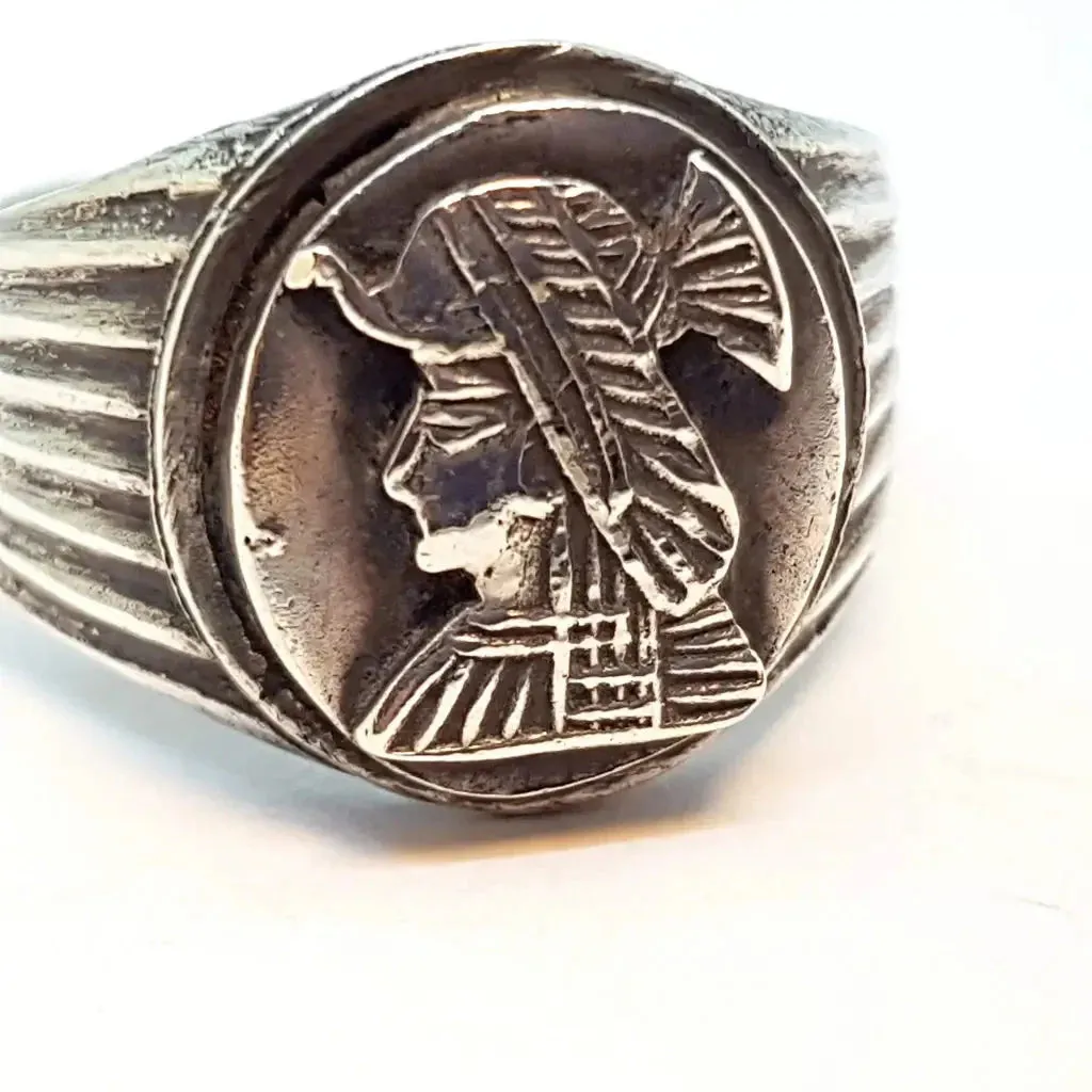 Egyptian jewelry ring, vintage signet ring, silver vintage rings.