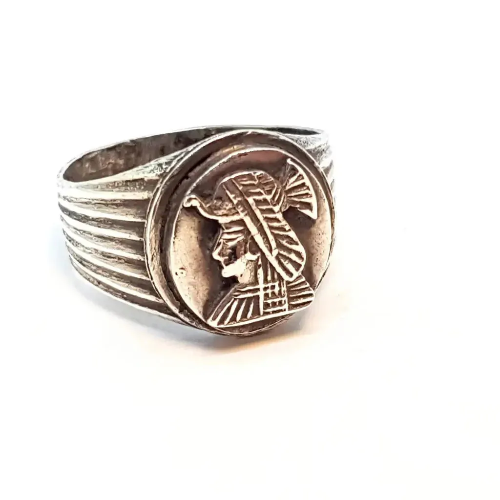 Egyptian jewelry ring, vintage signet ring, silver vintage rings.