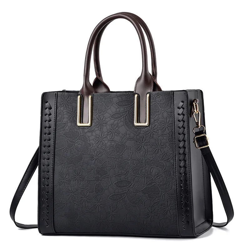 Elegant Flower Embossed Shoulder Bag