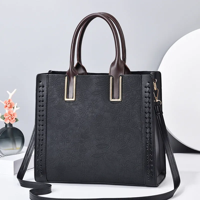 Elegant Flower Embossed Shoulder Bag