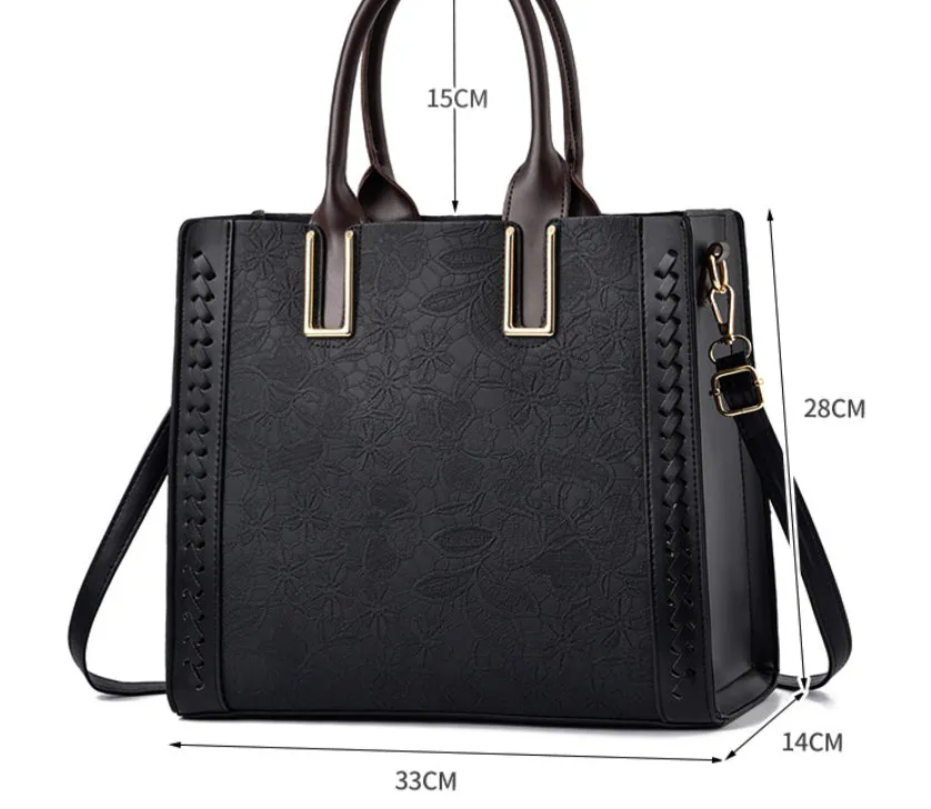 Elegant Flower Embossed Shoulder Bag