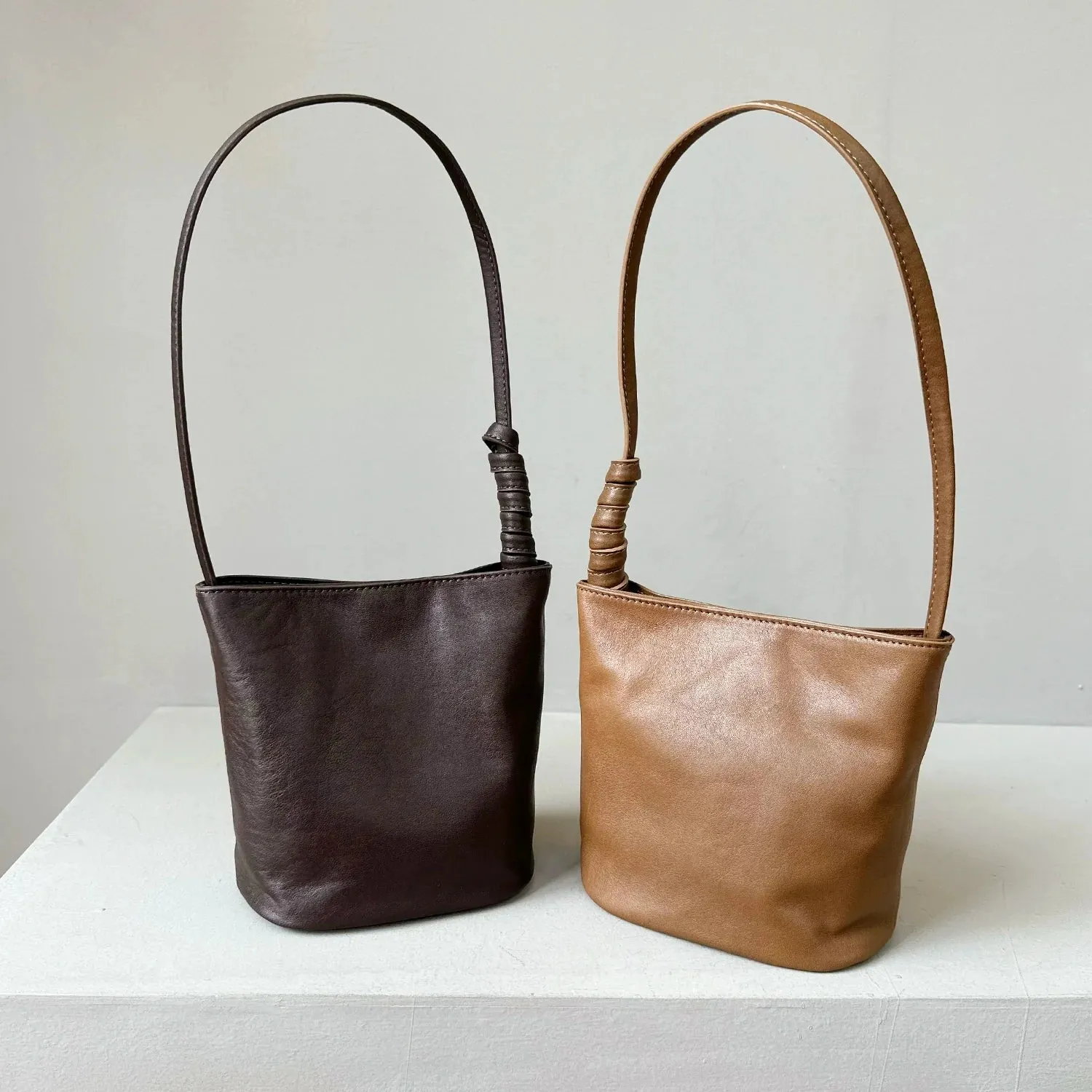 Elegant Leather Bucket Bag