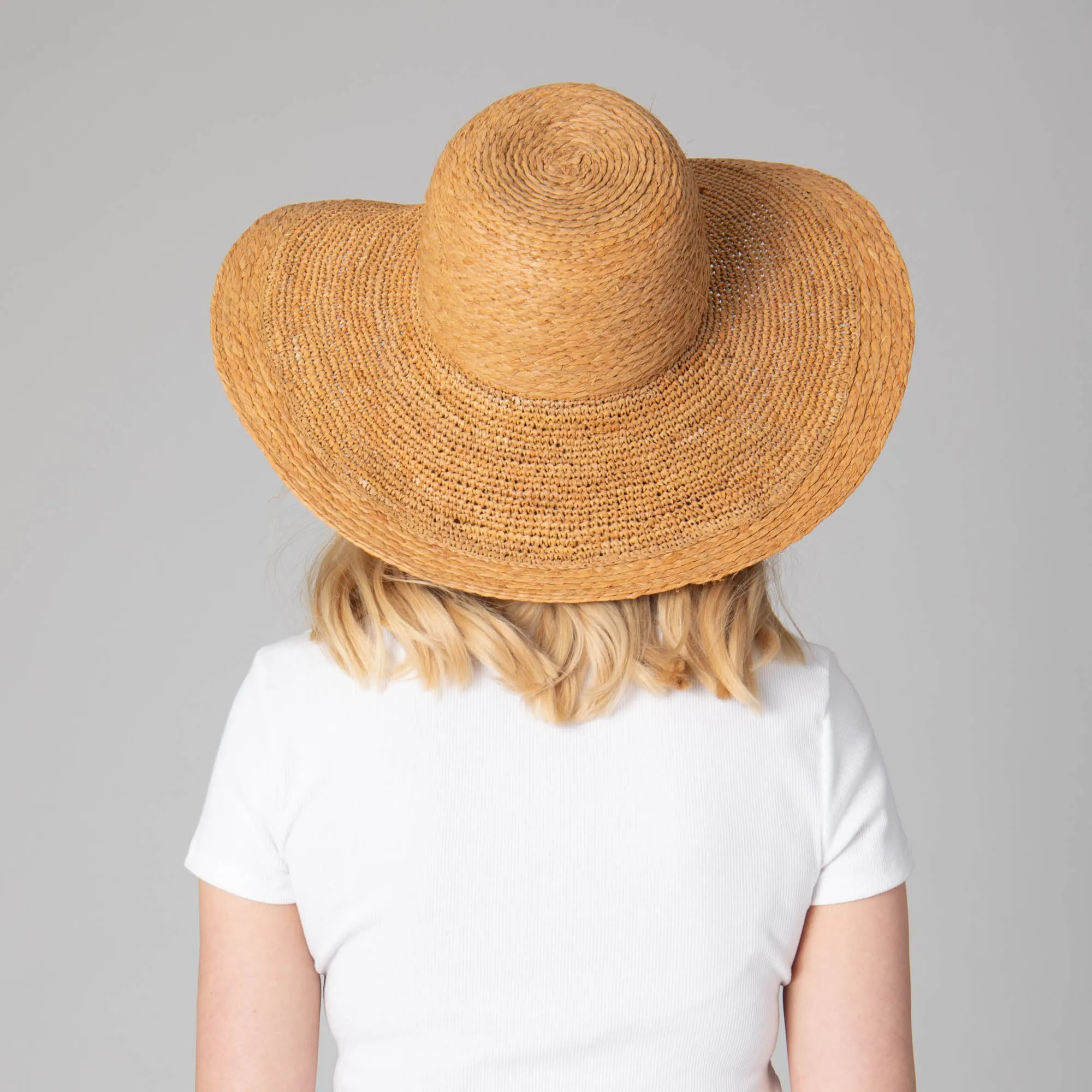 Elegant - Raffia Braid Round Crown Sun Hat