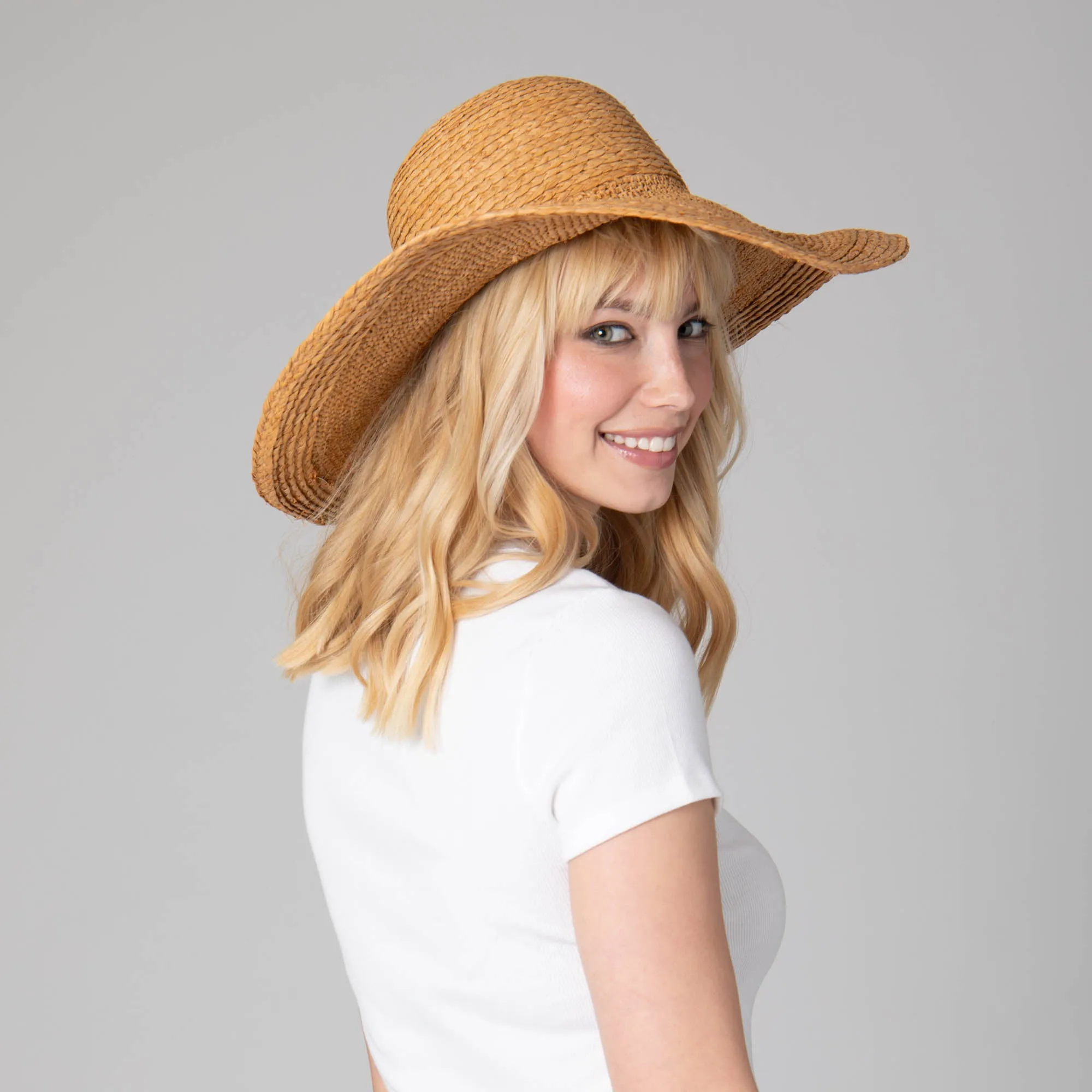 Elegant - Raffia Braid Round Crown Sun Hat
