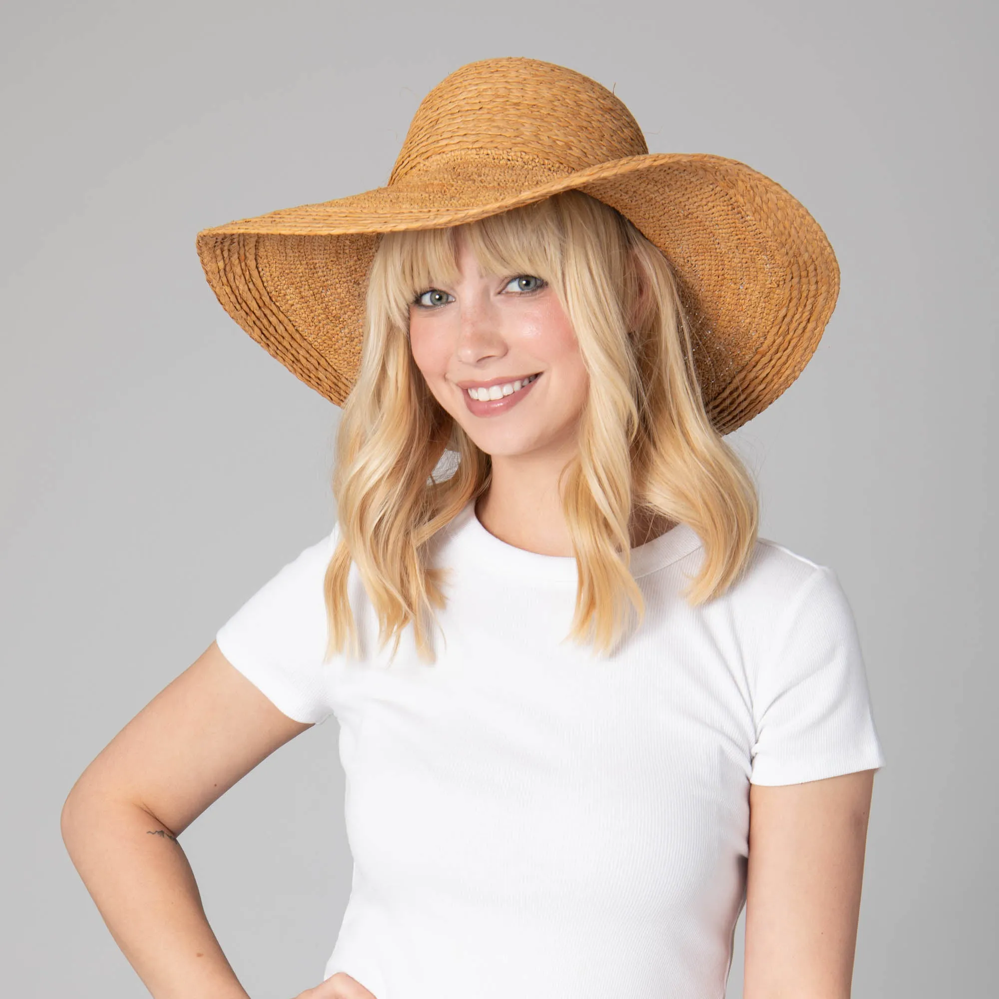 Elegant - Raffia Braid Round Crown Sun Hat