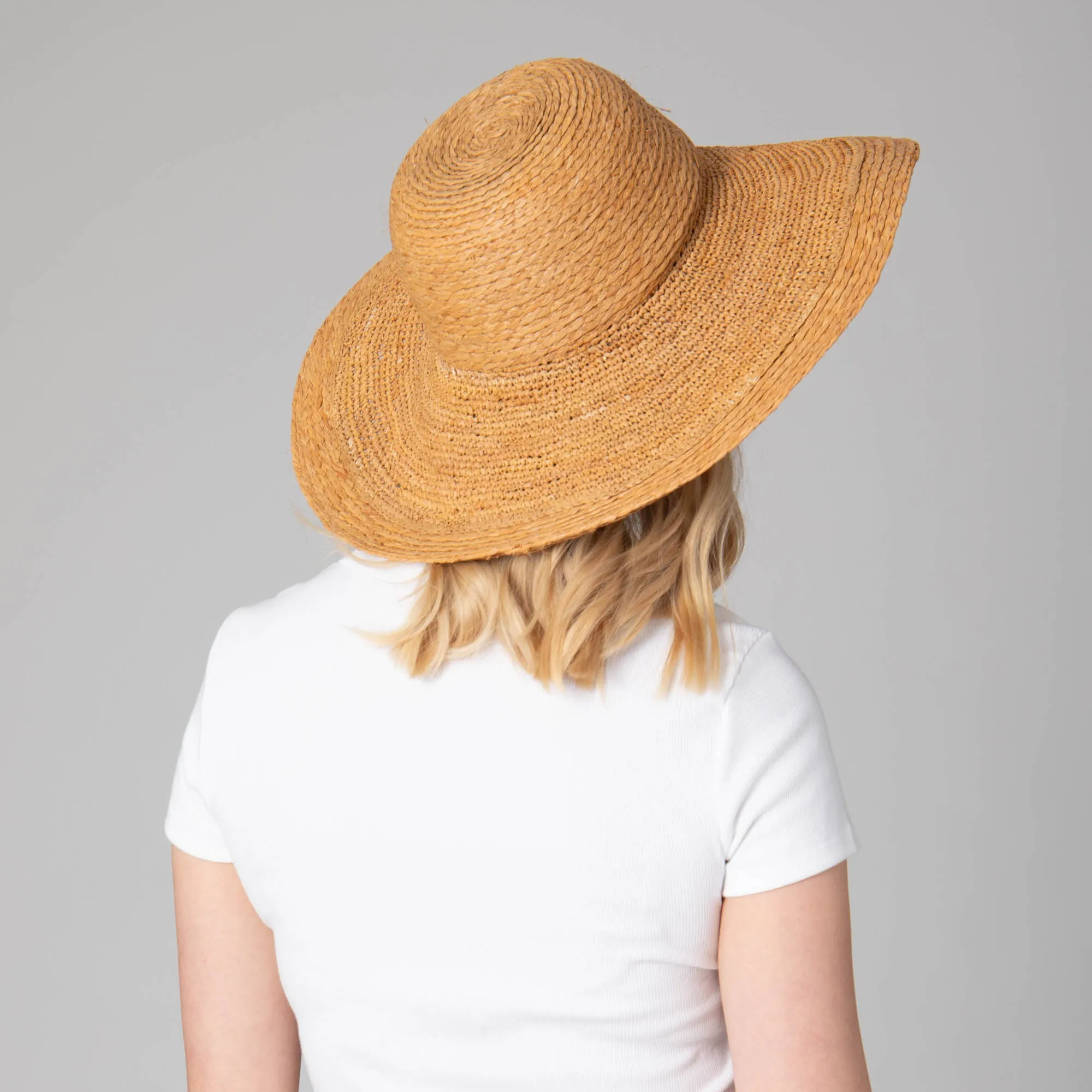 Elegant - Raffia Braid Round Crown Sun Hat