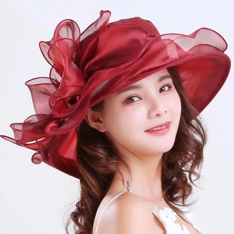 Elegant Summer Bow Derby Wide Hat For Women