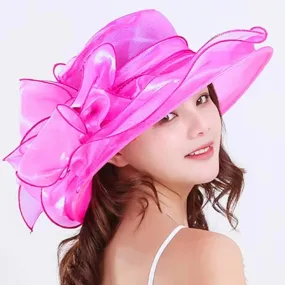 Elegant Summer Bow Derby Wide Hat For Women