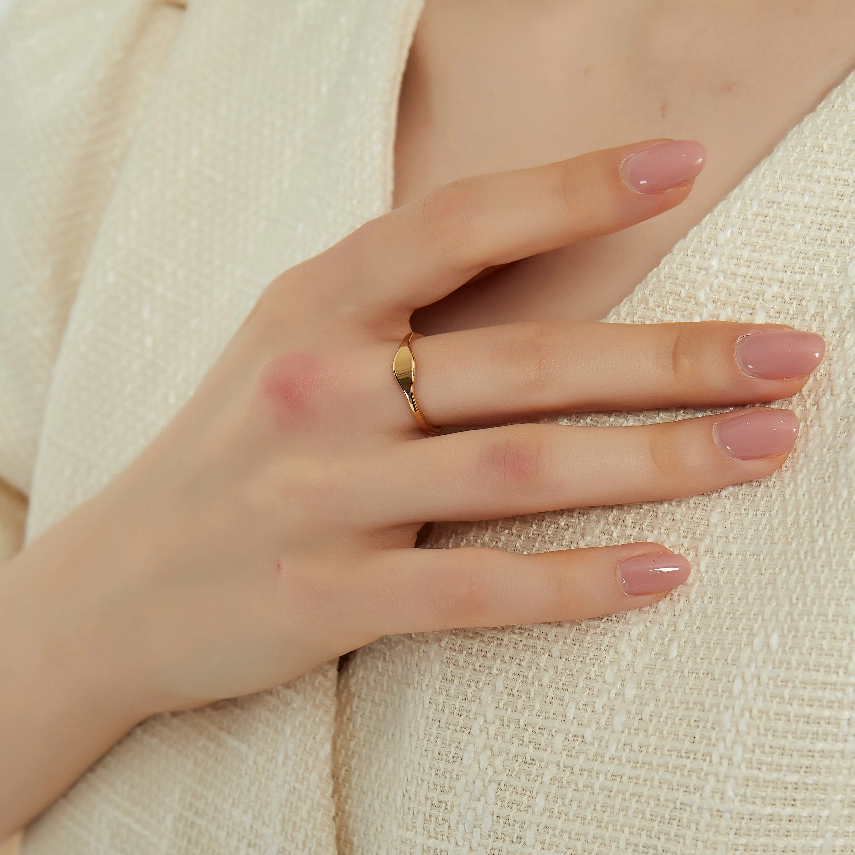 Eliza gold flat top signet stacking ring