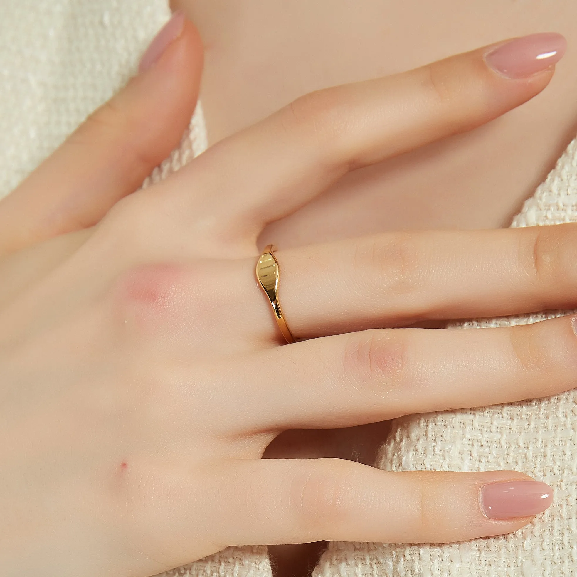 Eliza gold flat top signet stacking ring