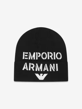 Emporio Armani Boys Logo Beanie Hat in Black