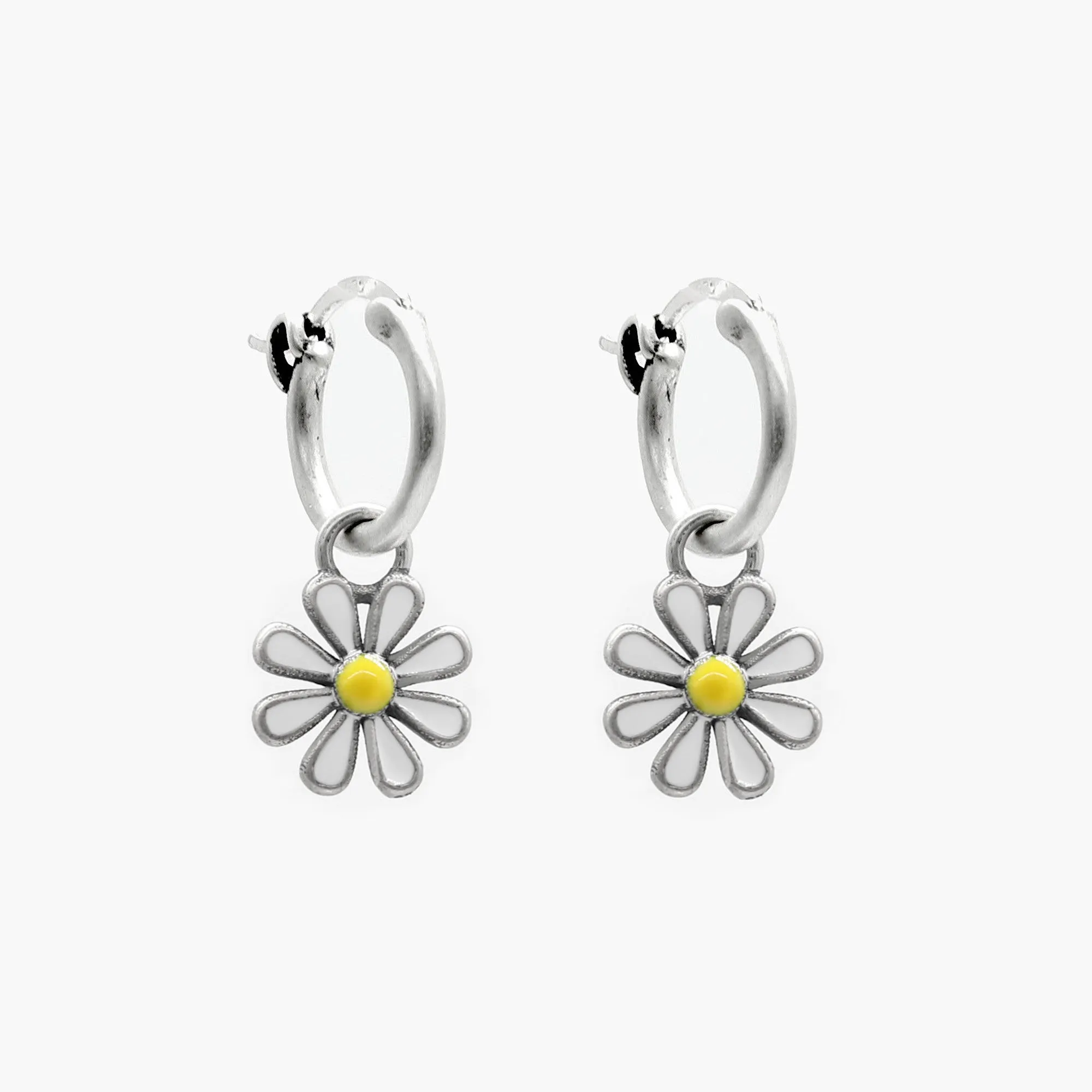 Enamelled Daisy Sterling Silver Earring
