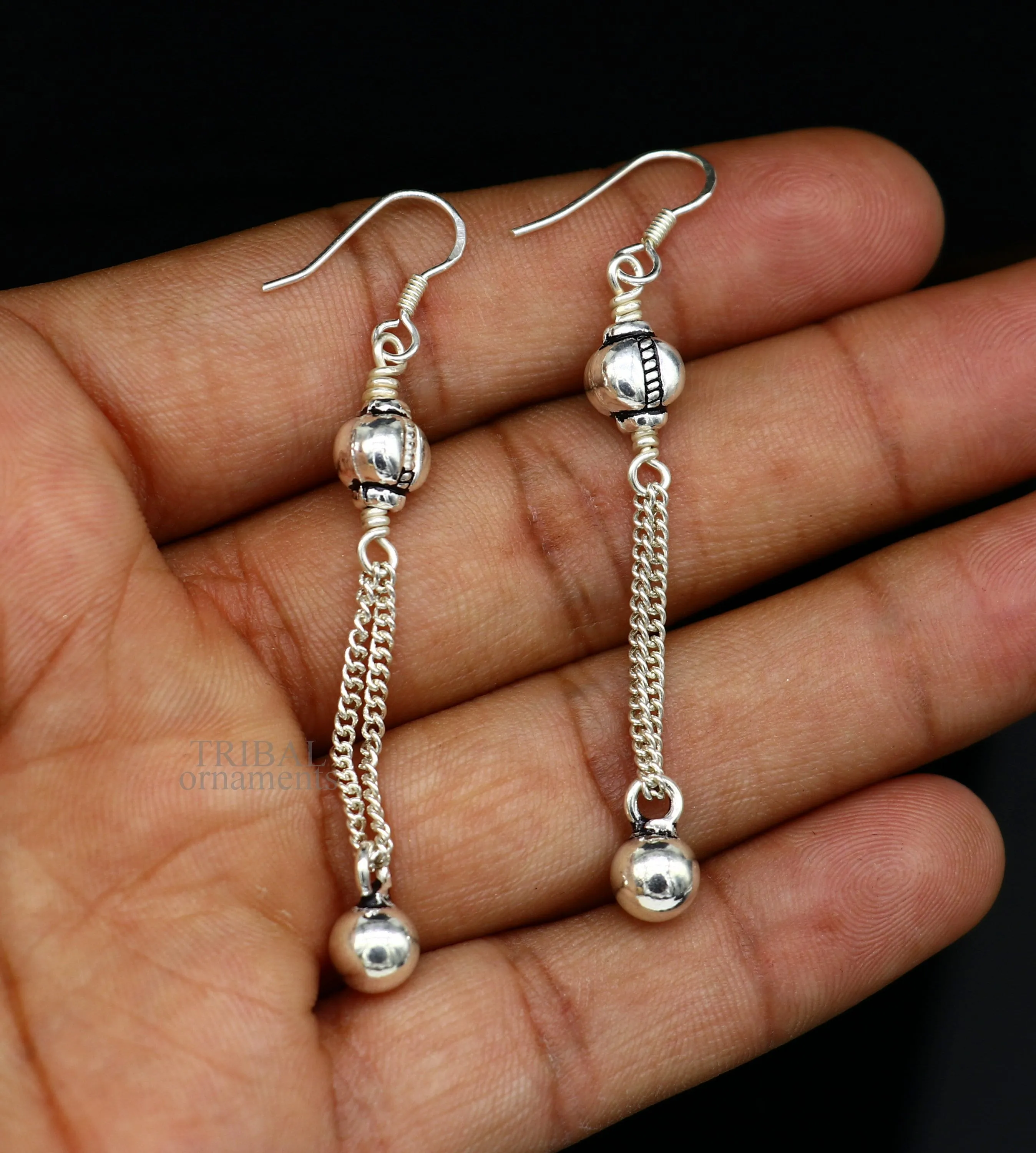 Exclusive 925 sterling silver handmade hook earrings with elegant fancy girl's hoops earring brides jewelry from india ear1085