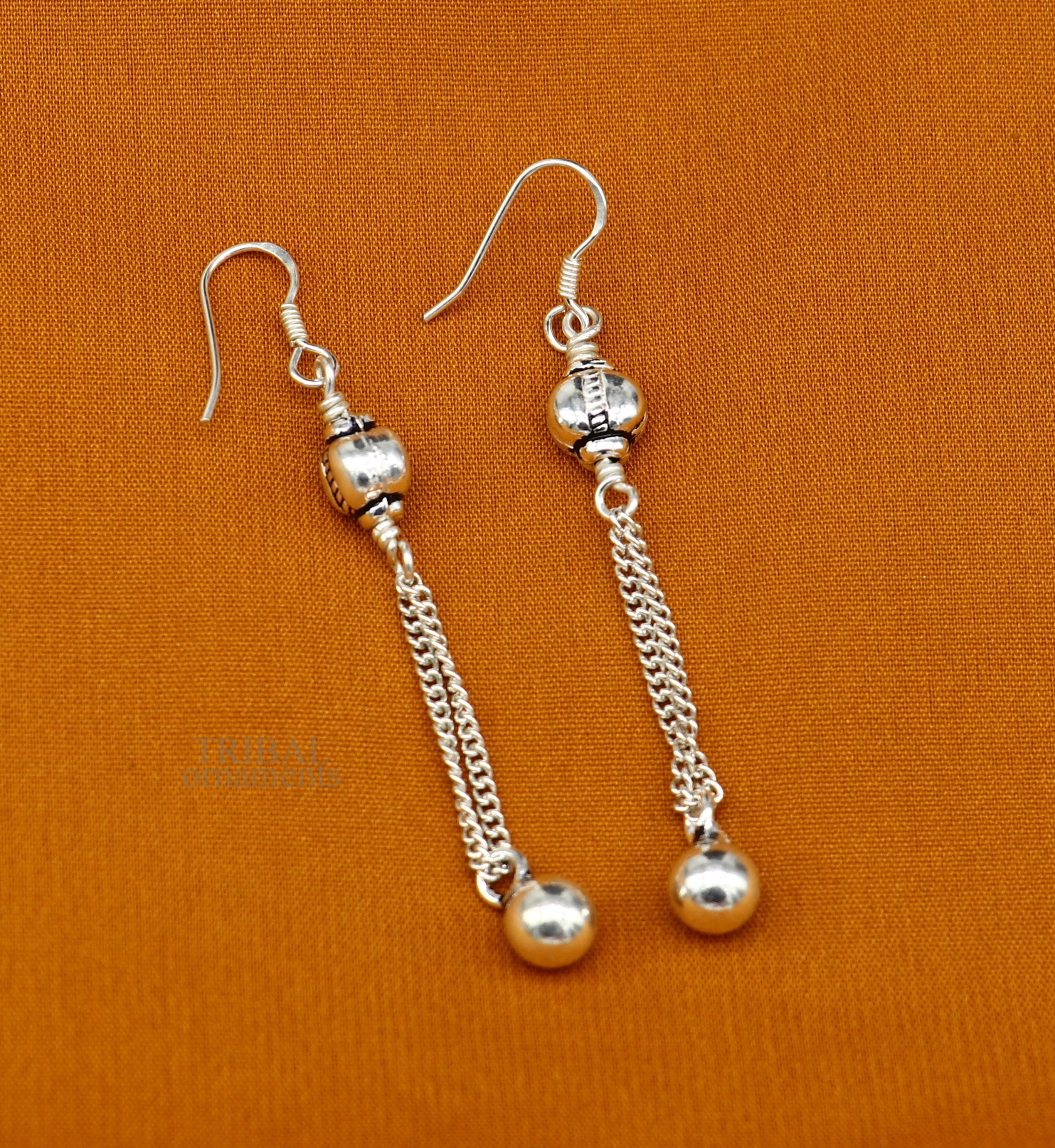 Exclusive 925 sterling silver handmade hook earrings with elegant fancy girl's hoops earring brides jewelry from india ear1085