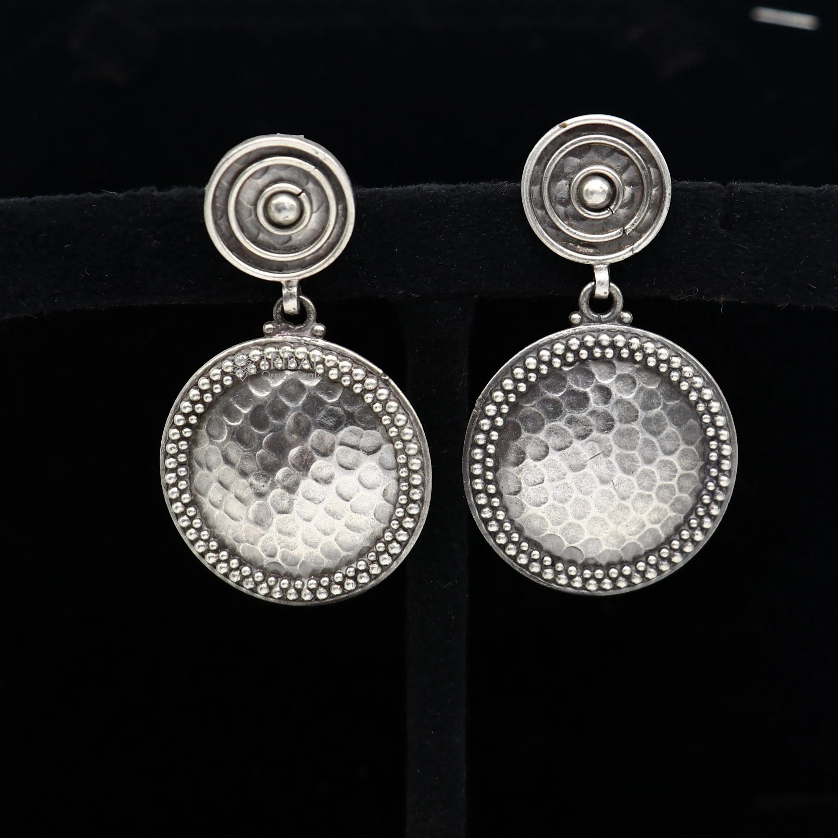 Exclusive stylish 925 Sterling silver traditional cultural design drop dangler fancy earrings, best party functional Navratri jewelry s1239