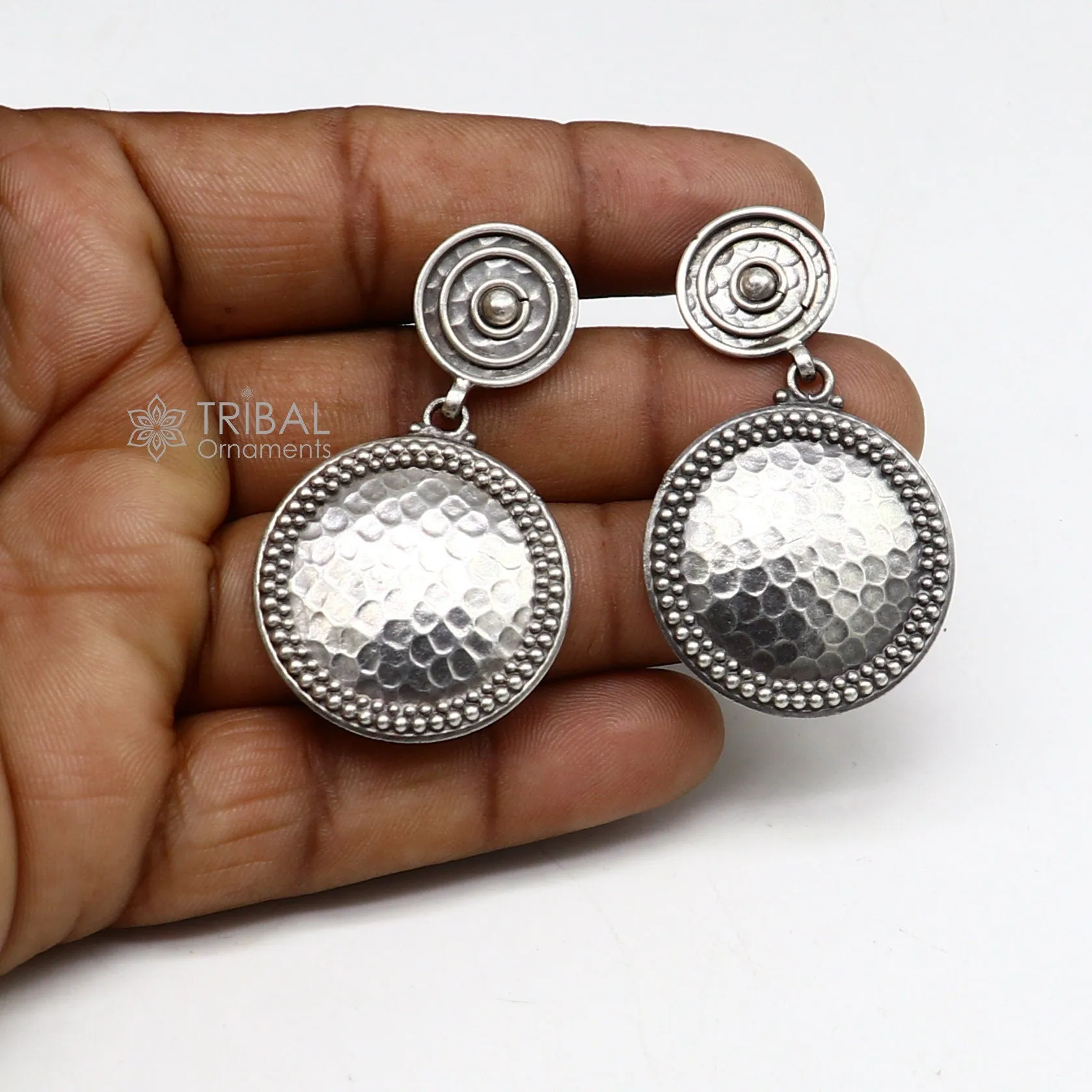 Exclusive stylish 925 Sterling silver traditional cultural design drop dangler fancy earrings, best party functional Navratri jewelry s1239