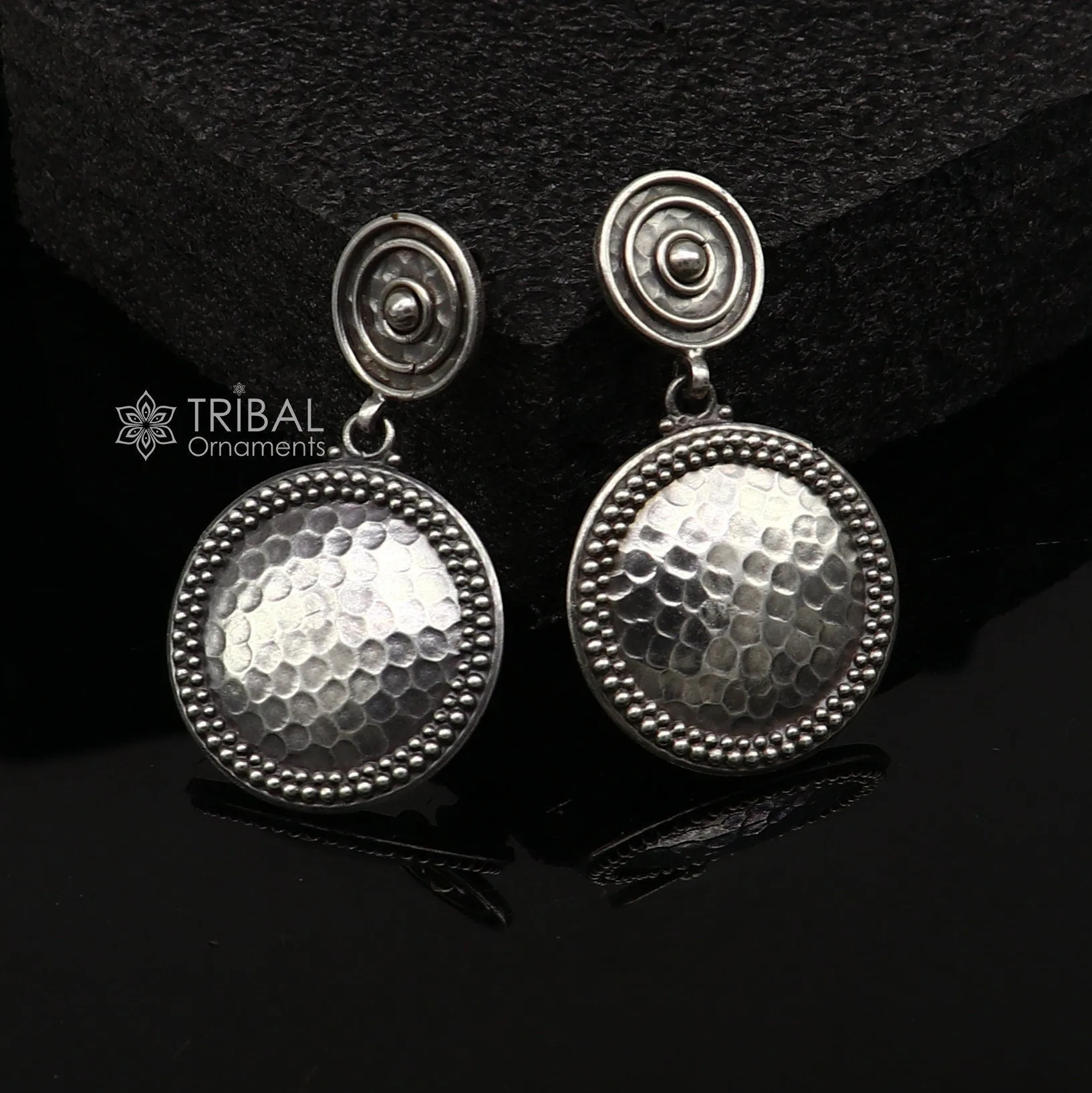 Exclusive stylish 925 Sterling silver traditional cultural design drop dangler fancy earrings, best party functional Navratri jewelry s1239