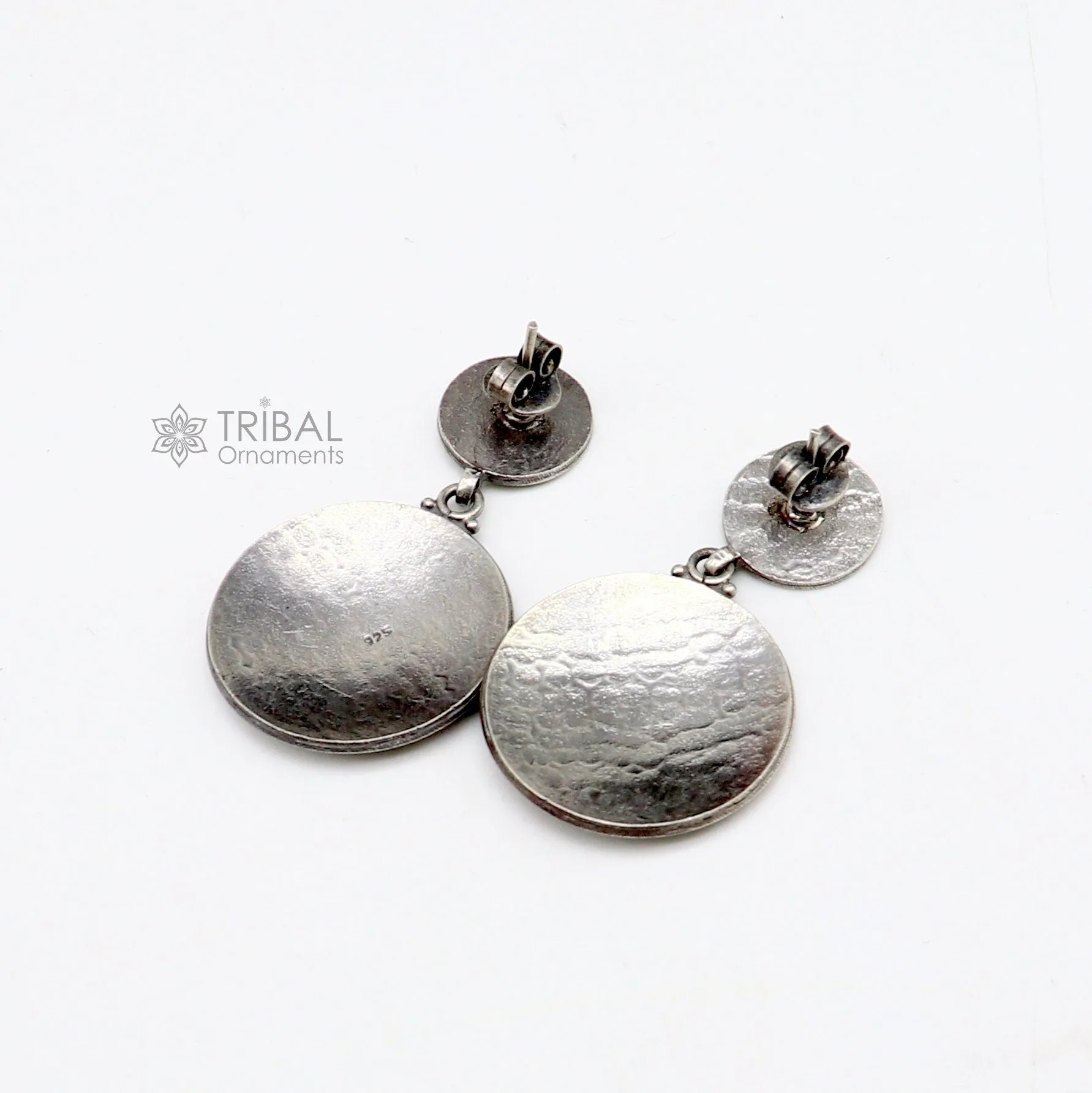 Exclusive stylish 925 Sterling silver traditional cultural design drop dangler fancy earrings, best party functional Navratri jewelry s1239