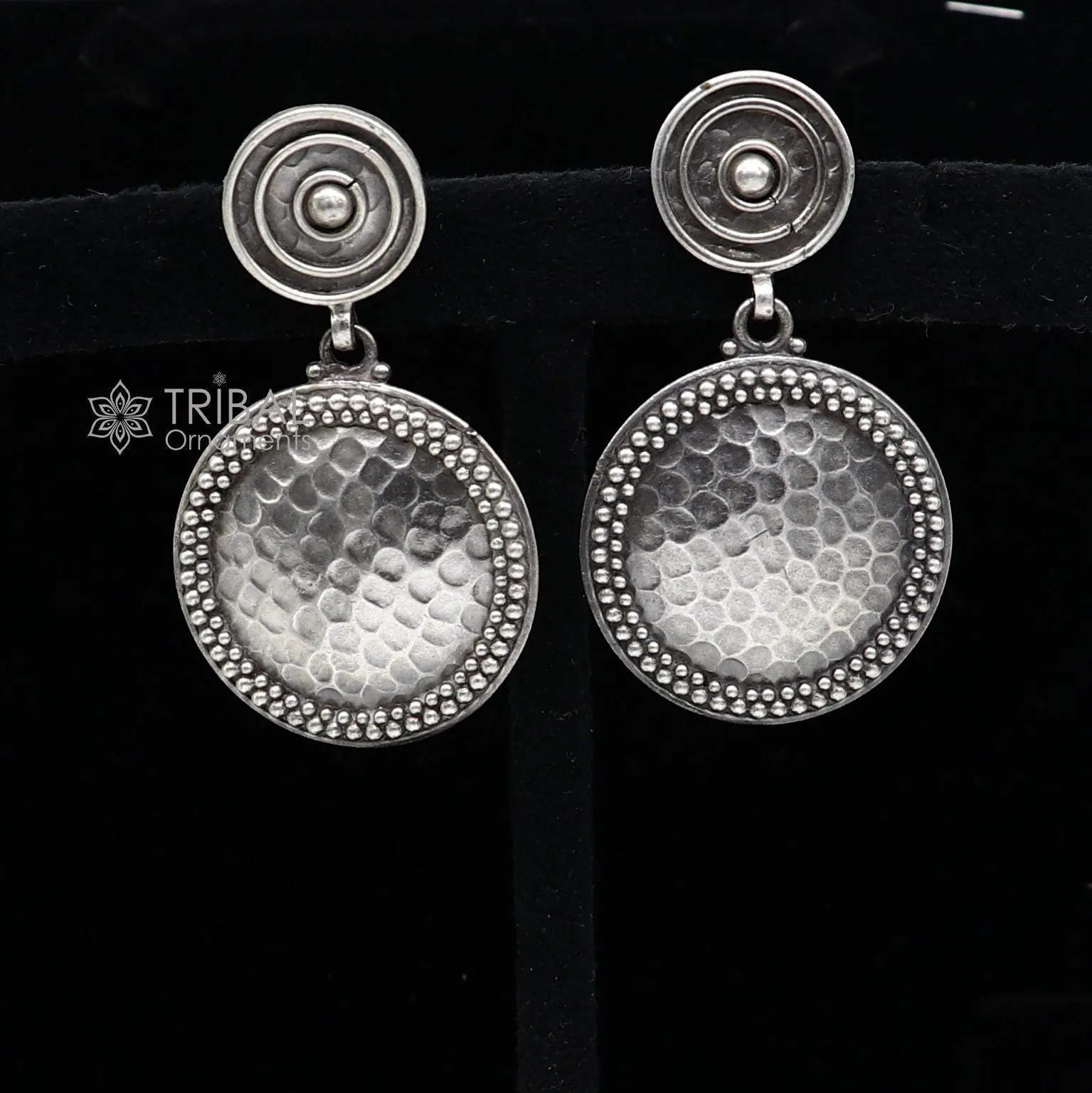 Exclusive stylish 925 Sterling silver traditional cultural design drop dangler fancy earrings, best party functional Navratri jewelry s1239