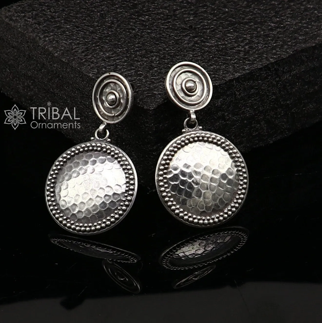 Exclusive stylish 925 Sterling silver traditional cultural design drop dangler fancy earrings, best party functional Navratri jewelry s1239