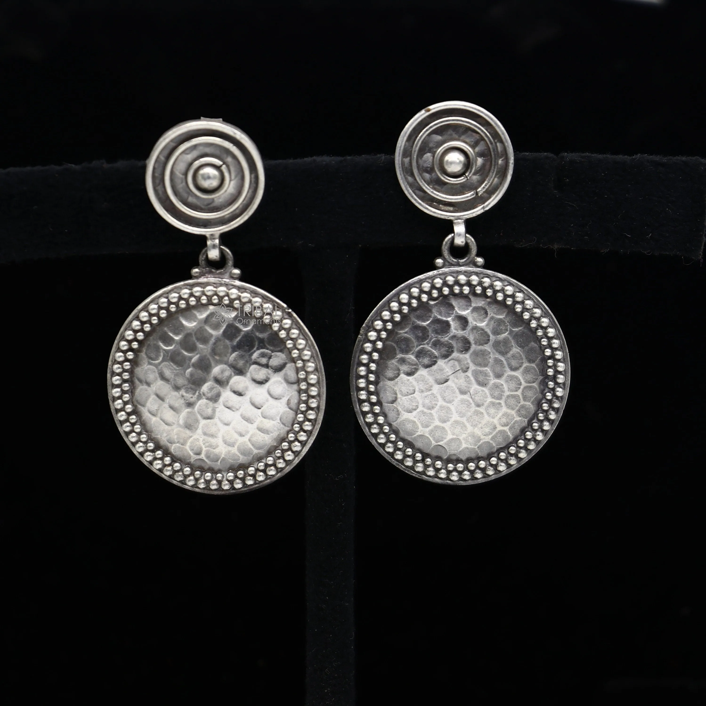 Exclusive stylish 925 Sterling silver traditional cultural design drop dangler fancy earrings, best party functional Navratri jewelry s1239