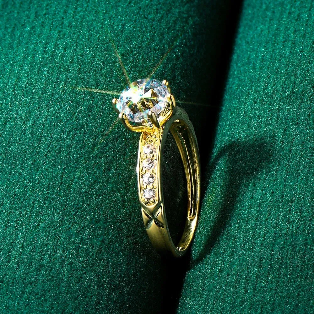 Exquisite 10K Solid Gold 1.2 Ct Diamond Engagement Ring