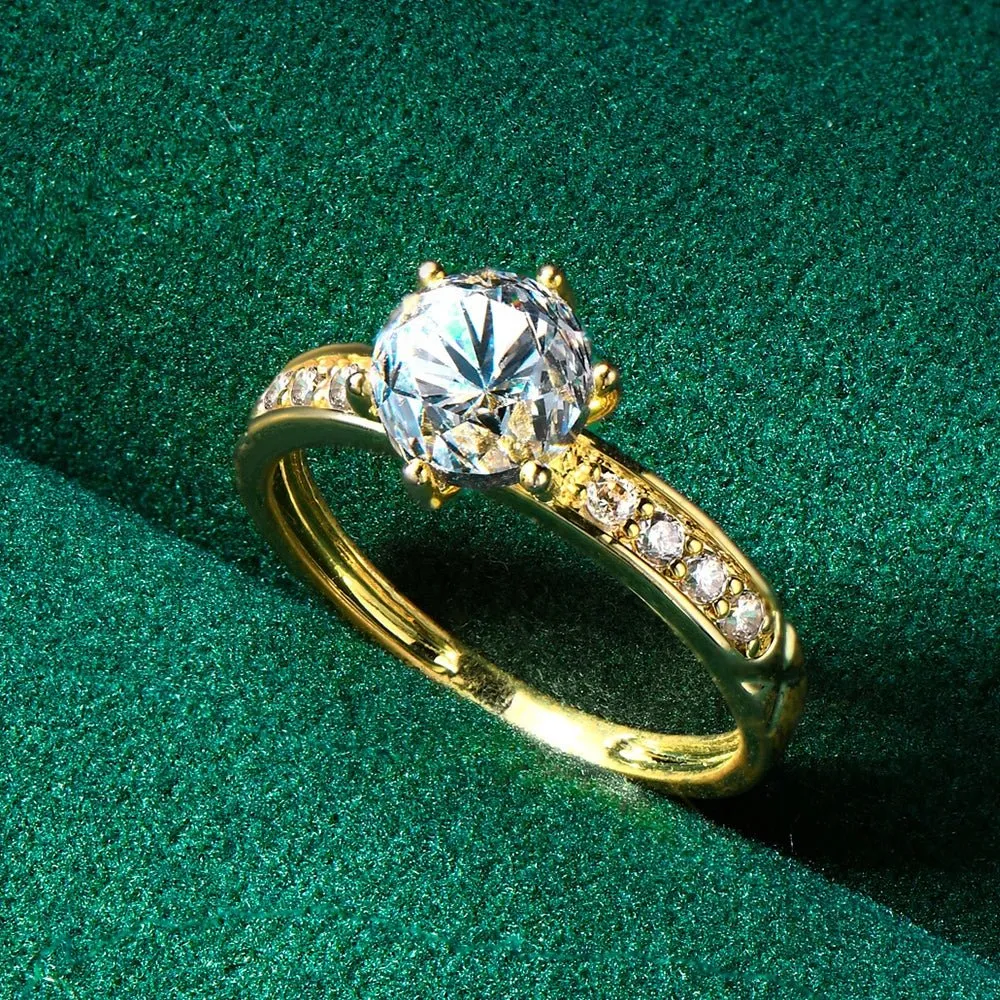 Exquisite 10K Solid Gold 1.2 Ct Diamond Engagement Ring