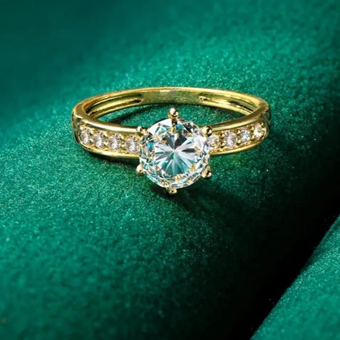 Exquisite 10K Solid Gold 1.2 Ct Diamond Engagement Ring