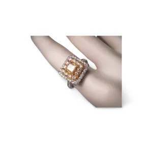 Exquisite 18K White 2-Tone Gold Square Diamond Designer Ring Band