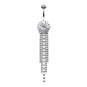 Exquisite Bedazzled Cascading Belly Button Ring