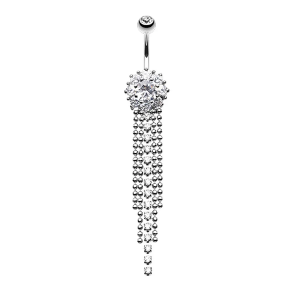 Exquisite Bedazzled Cascading Belly Button Ring