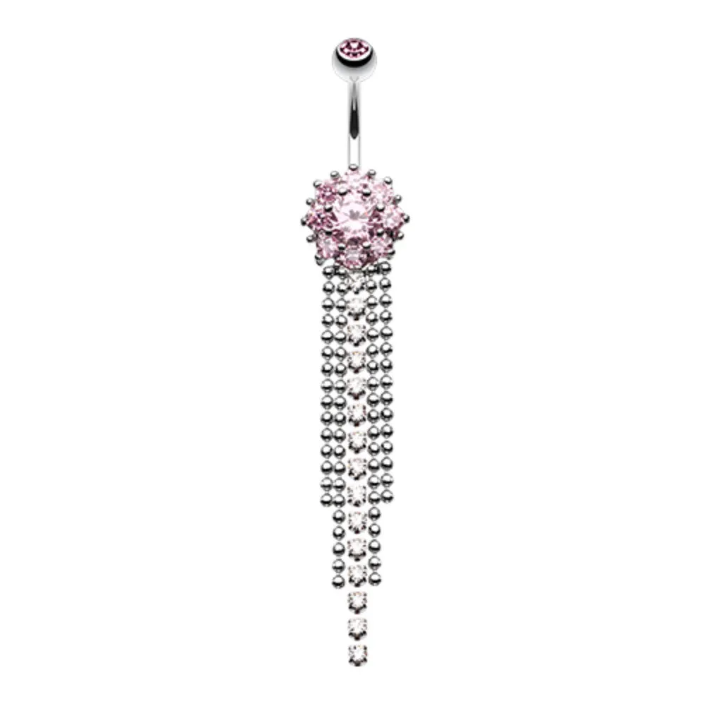 Exquisite Bedazzled Cascading Belly Button Ring