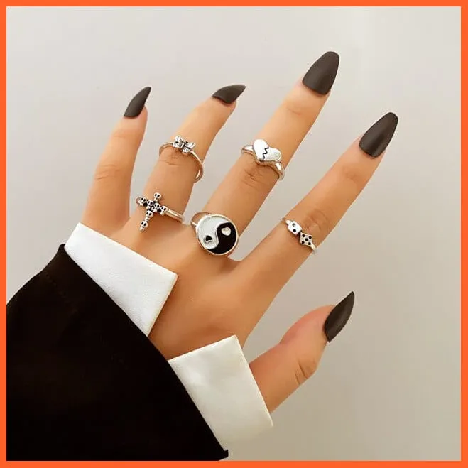 Exquisite Collection Of Retro Silver Color Ring Set For Women