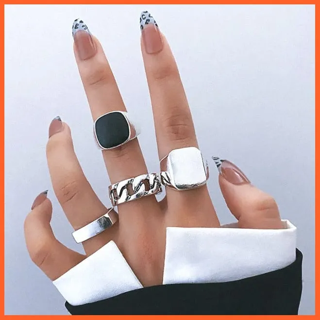 Exquisite Collection Of Retro Silver Color Ring Set For Women