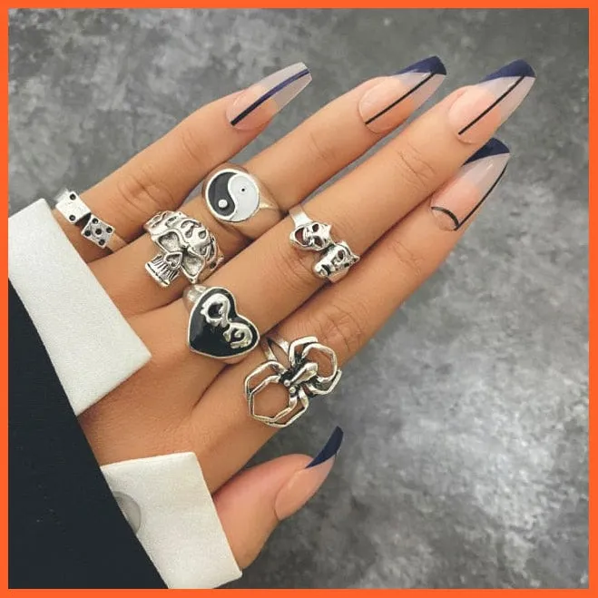 Exquisite Collection Of Retro Silver Color Ring Set For Women
