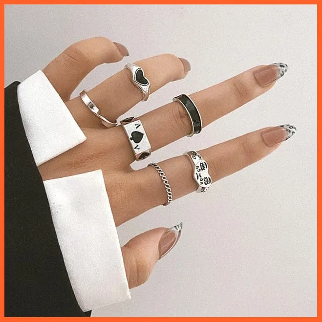 Exquisite Collection Of Retro Silver Color Ring Set For Women