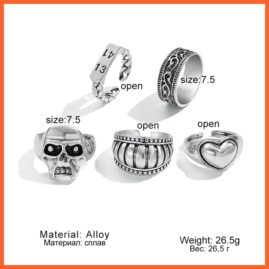 Exquisite Collection Of Retro Silver Color Ring Set For Women