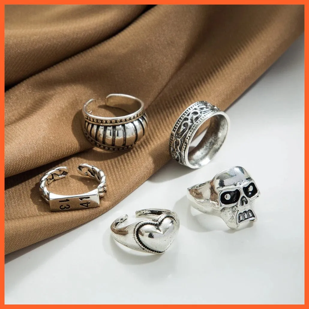 Exquisite Collection Of Retro Silver Color Ring Set For Women